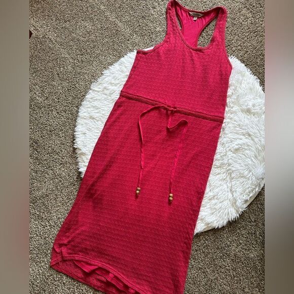Athleta Shanti Ram Sweater Tank Dress Pink Lined Drawstring Waist Womens Medium - Picture 1 of 7